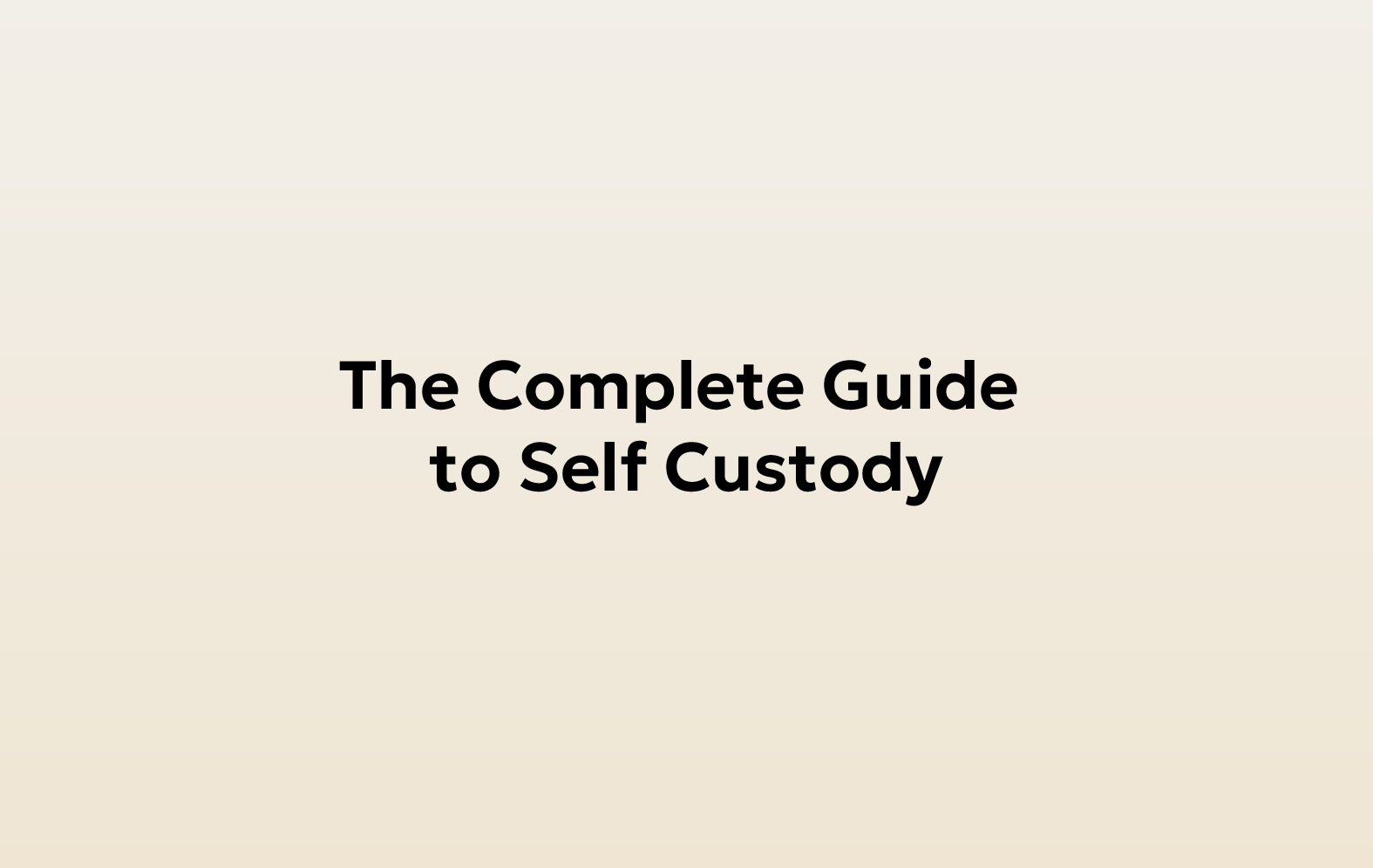 Self Custody Wallet